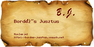 Bordás Jusztus névjegykártya